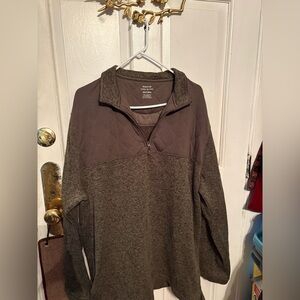 Haggar Olive Green Quilted Yoke Half-Zip Pullover